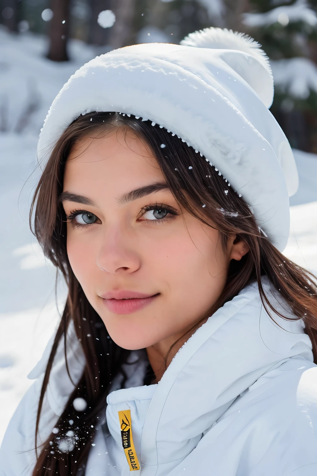 Beautiful brunette girl snowboarding on the backdrop of a fabulous snow mountain, very detailed, 25 years old, adventurous face, messy long hair, brown eyes, high-res, masterpiece, best quality, intricate details, highly detailed, sharp focus, detailed skin, realistic skin texture, texture, detailed eyes, professional, 4k, smile, captured with Canon, 85mm lens, shallow depth of field, Kodak Vision color, perfectly fitted snow gear, extremely detailed, photo_\(ultra\), photorealistic, realistic, post-processing, maximum details, roughness, real-life, ultra-realistic, photorealism, photography, 8k UHD, photography