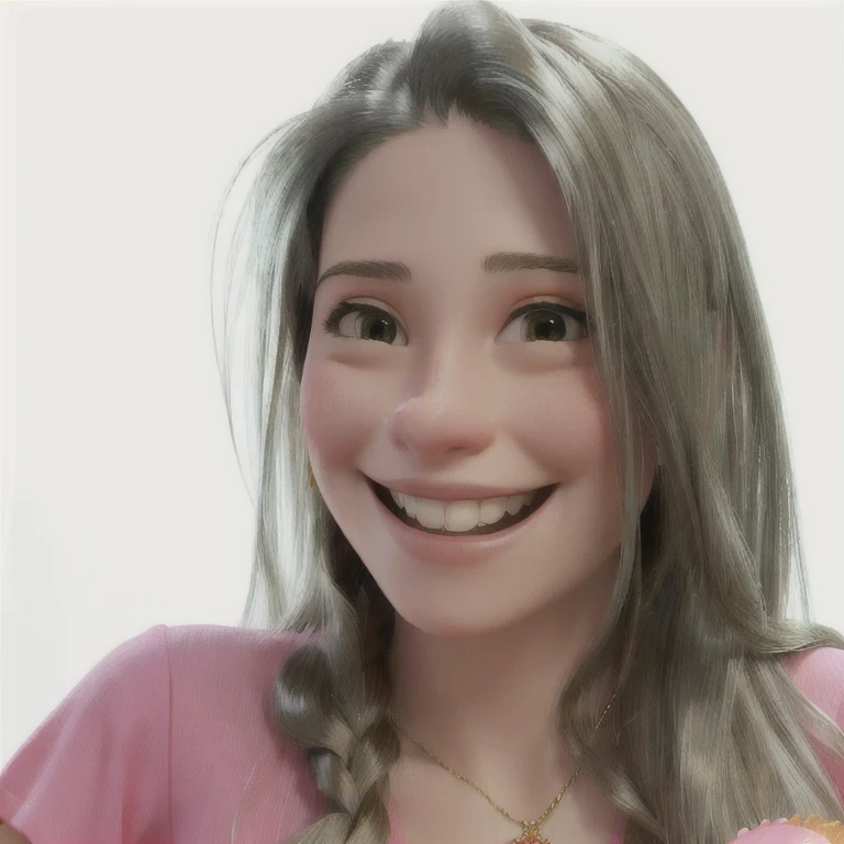 smiling woman with long hair and a pink shirt holding a donut, alanis guillen, fernanda suarez, lorena avarez, adriana dxim, by Maria Helena Vieira da Silva, by Amelia Peláez, Estefania Villegas Burgos, by Nándor Katona, valentine shuffle, marischa becker