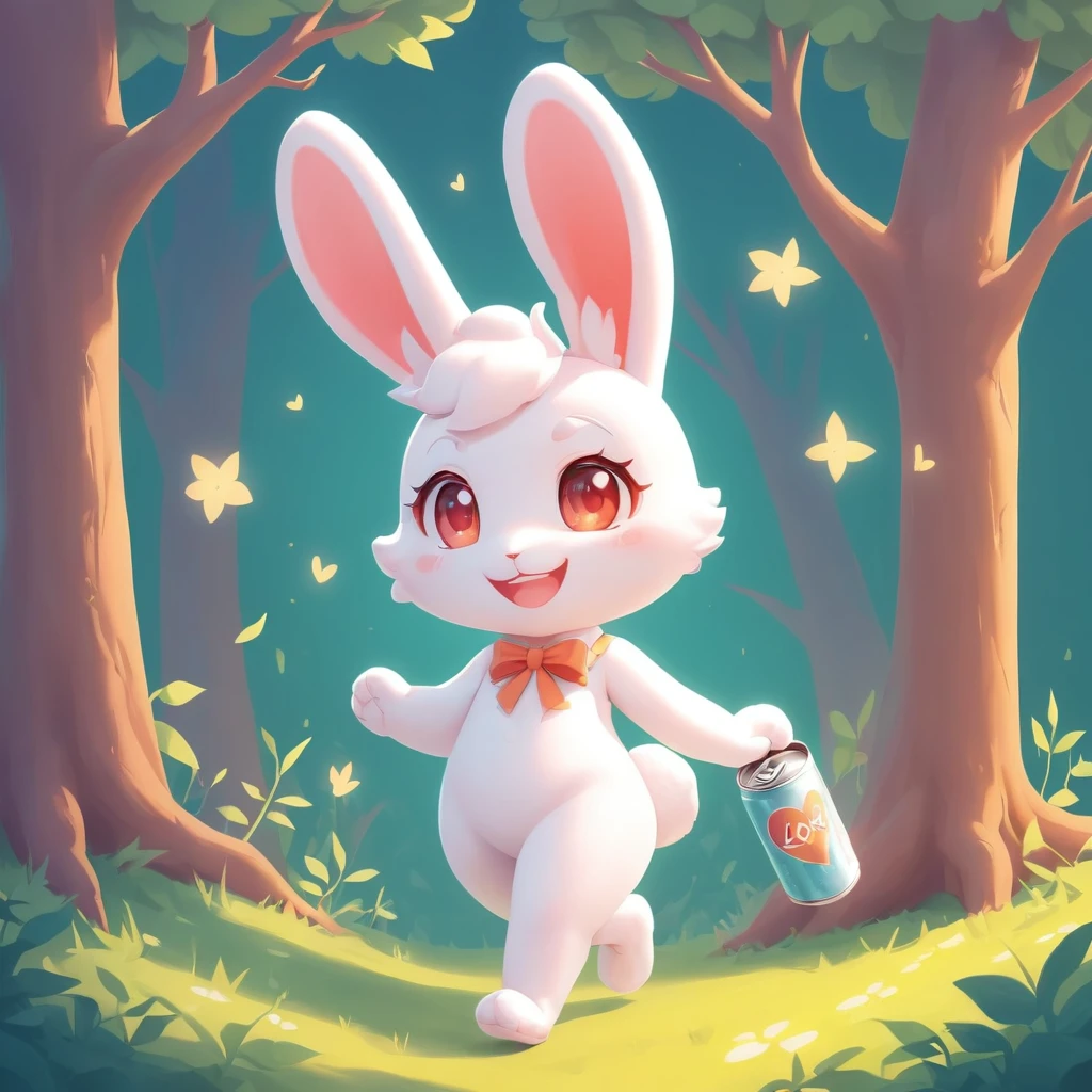 A little rabbit walking through the woods，Happy，Can be cute love