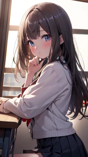 Very detailed、(8k, RAW Photos, Highest quality, masterpiece:1.2), (extremely detailed 8k wallpaper),figure、Professional Lighting,Sharp focus, Depth of written boundary、
Browsing Caution、Clear Eyes、Perfect Anatomy、With a girl、12 years old、, blazer, School,, Short skirt,Face close-up,hair ornaments、imminent kiss,Huge 