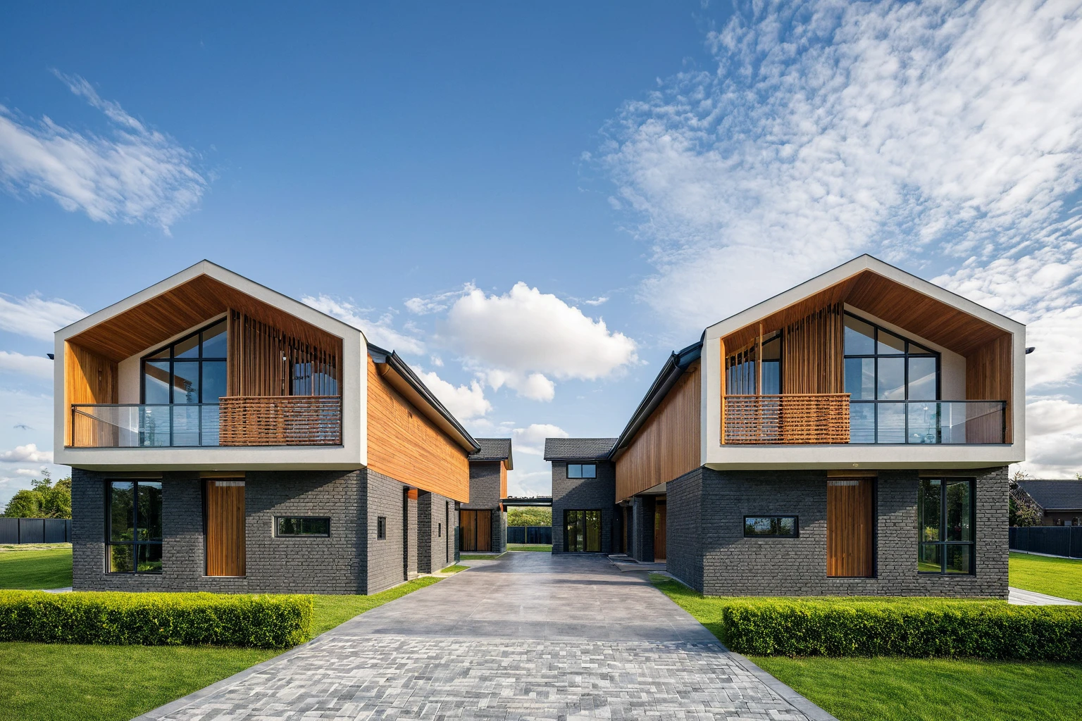 Masterpiece, high quality, best quality, authentic, super detail, outdoors, onestoreyvillaXL, aiaigroup, house style modern, (metal cladding wall on the front ground floor) , (facebrick on the side wall), road, pavement, grass, trees, sky, cloud, (daylight:1.1)
