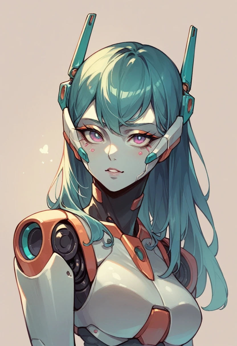robot with a girl's appearance, metallic body