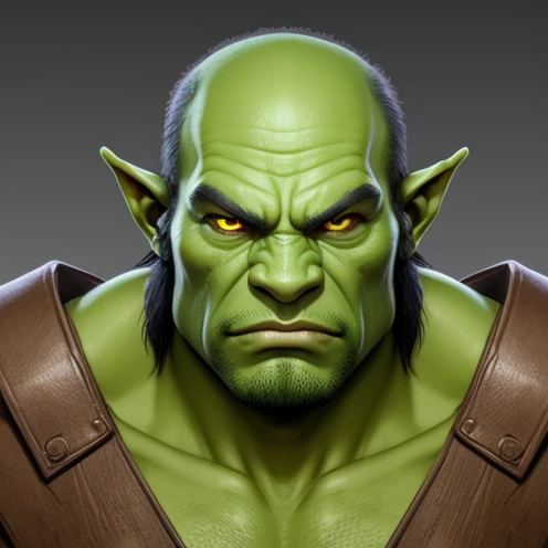 Fantasy game, only the face of the orc man appears