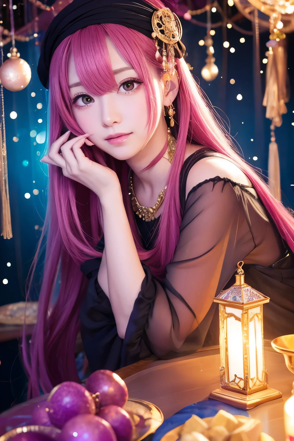 anime、fortune teller、Glittering background