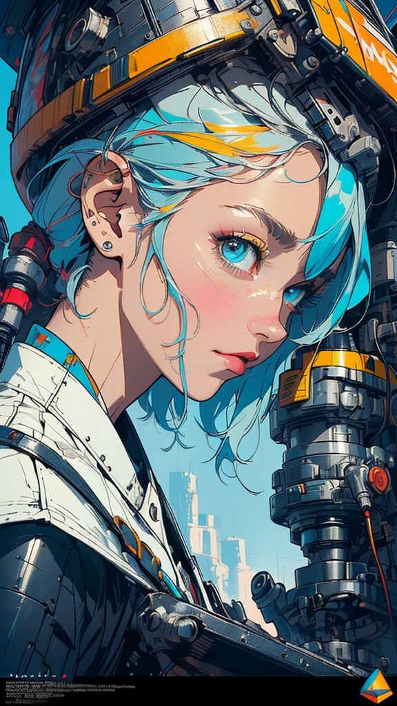 (((masterpiece, highest quality))),(((solo:1.2))),(((1girl:1.2))),32k wallpaper, very detailed, poster, vintage science fiction,(((((geometric cinematic movie poster))))), ((bauhaus)),(shape),(((abstract))),(mid century modern),movie poster,(((((portfolio))))),(((((Close-up))))),(((((bust up))))),((((more various angle)))),((((highlight)))),Vast landscape,((((heterochromia)))),(((complete. detailed face))),((((Extremely talented)))),(((((most complecated futristic machine))))),(Colorful color scheme),reflect mechanic