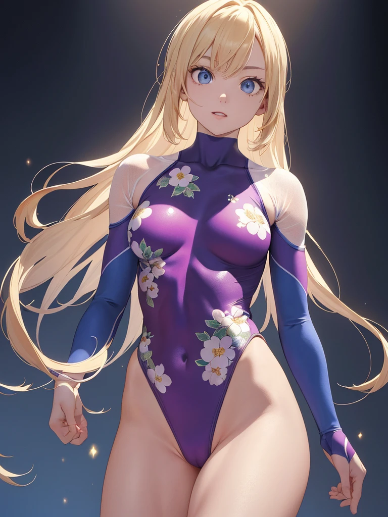 expensivequality illustration, masterpiece, Very delicate and beautiful, Attractive girl,((Gymnastics leotard,tight-fitting leotard,length Leotard with sleeves,length_Leotard with sleeves,expensive_Leg leotard,athletic leotard,Floral print leotard,Rainbow gradient leotard)), Audience reaction,thin,Slender body,slim,expensive school,Gym,Gymnastics Club,Beautiful Eyes,(masterpiece, Highest quality:1.2), expensiveres, Very detailed CG ユニティ 8k 壁紙, Perfect lighting, colorful, ultra-expensive res,4K,Very detailed, photograph, 8k, High resolution, ,Cowboy Shot,