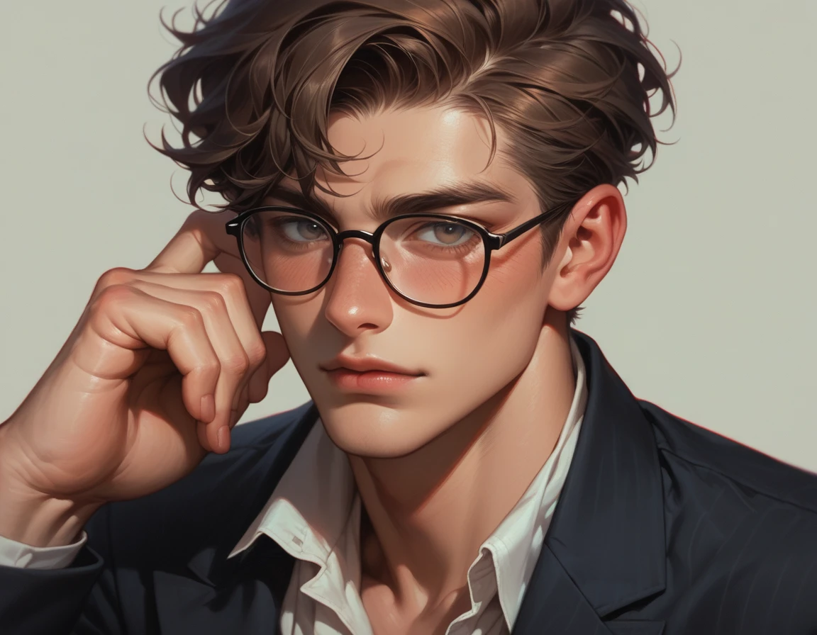 Sexy man in his 30s wearing glasses, head is black