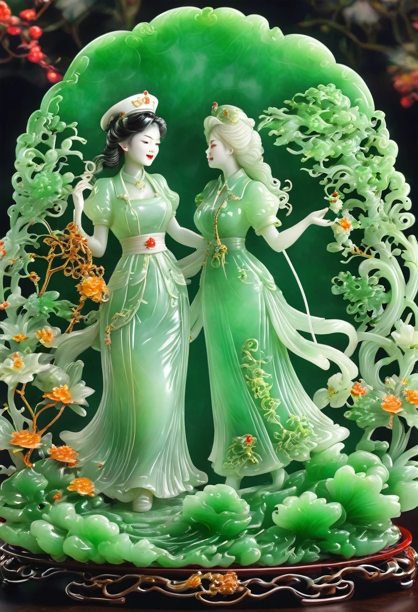 best quality, very good, 16K, ridiculous, Very detailed, Gorgeous(((Nurse.3))),Made of translucent jadeite, Background hospital((A masterpiece full of fantasy elements))), ((best quality)), ((Intricate details))(8K)