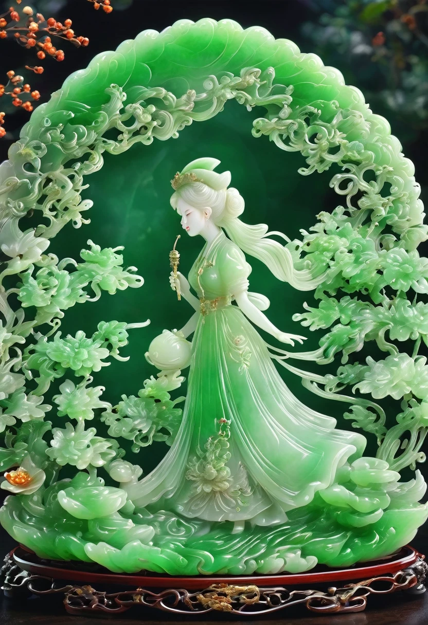 best quality, very good, 16K, ridiculous, Very detailed, Gorgeous(((Nurse.3)))，Made of translucent jadeite, Background hospital（（A masterpiece full of fantasy elements）））， （（best quality））， （（Intricate details））（8K）