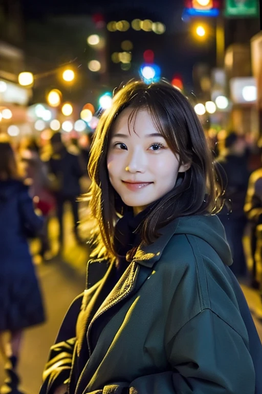 (Highest quality),(masterpiece),Downtown at night,10Teenage Girls