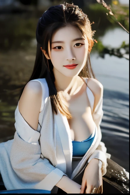 gufeng,bare shoulders,best quality,masterpiece,ultra high resolution,Clear face,(realism:1.4),original photo,cold light,woman wearing transparent clothes underwater,full body image,wallpaper anime blue water,Gurwitz-style artwork,water magic closeup fantasy,author:Yang Jie,Gurwitz,A beautiful artistic illustration,Water Nymphs,Beautiful digital artwork,Beautiful digital illustration,Li Song,A beautiful anime character;Art style,((cardigan,Big boobs))