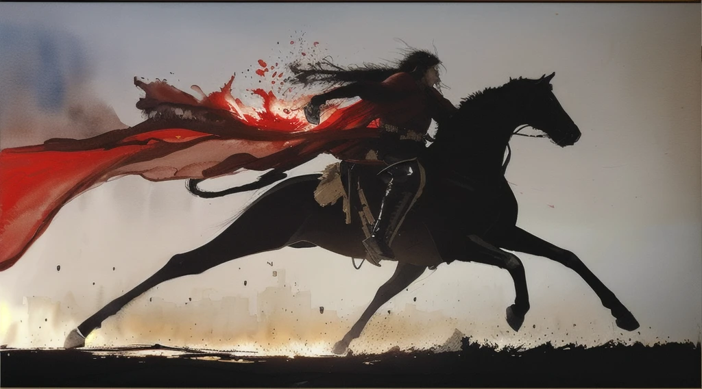 (raw photos, best quality),(realistic, photo-realistic:1.3),Very delicate and beautiful,miraculous,exquisite details,Masterpiece,Very detailed,height,(best illustrations),(best shadow),complicated,
(man:1.4),armored,sword,long hair,black hair,holding a weapon,blood,holding sword,arm guard,blood on weapon,or,floating hair,full body,Fantasy,ink lines,explosion,more than touch,((Watercolor paintings by John Berkey and Jeremy Mann. )) brush strokes,negative space,red splash,In the style of bold urban realism,severe,Wild animal art with satire,intense energy,(relieve:1.4),
Sharp focus,Volumetric mist,8k uh,dslr,High quality,(Film texture:1.4),Fujifilm XT3,Black and red tones on the background,Motion blurred image,