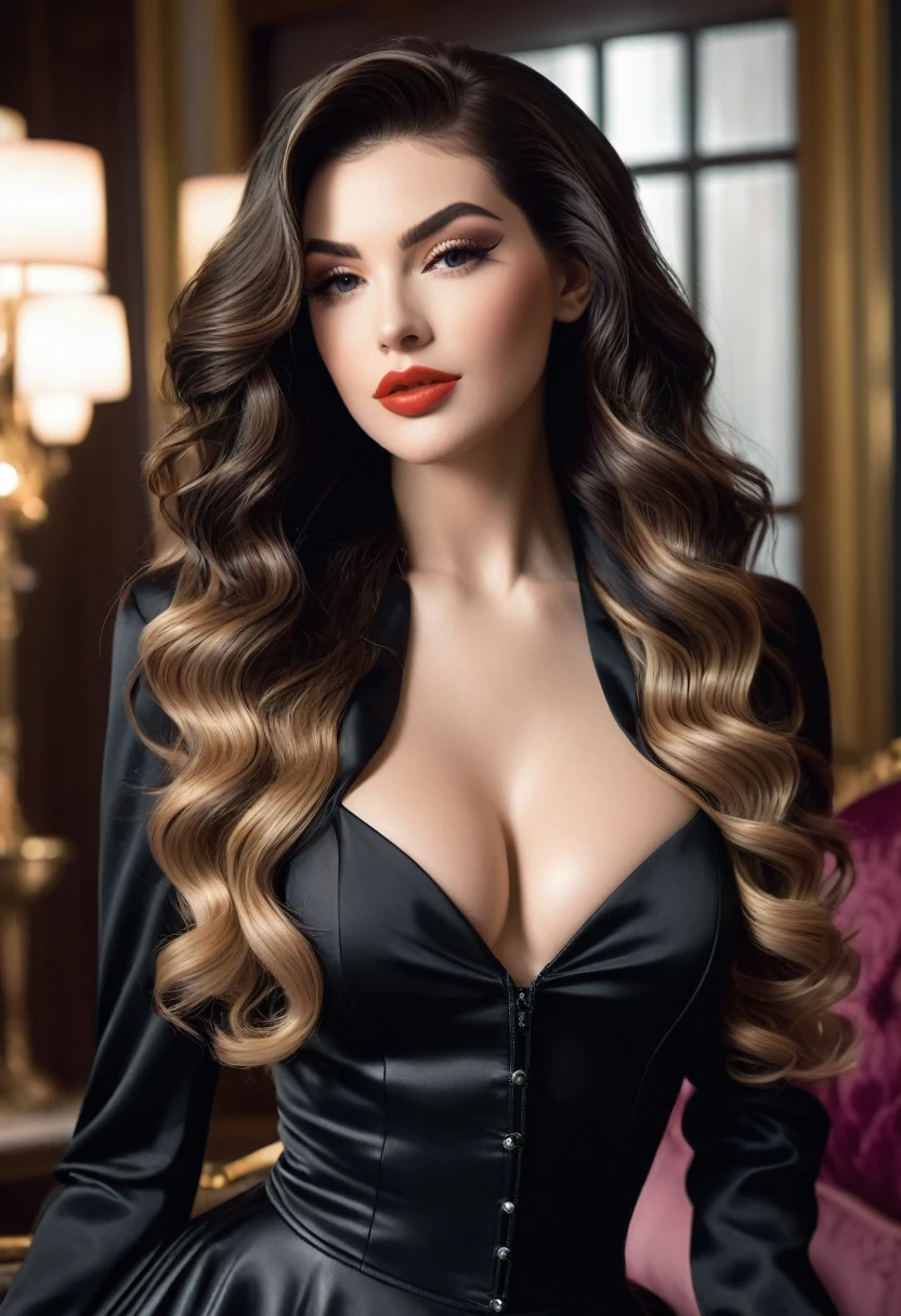 (Straight and wavy hair aesthetics:1.8), Beautiful aesthetic of straight and wavy hair in works of art., Film e, princess Peach, domiindom, financial dominatrix with her heel in your face