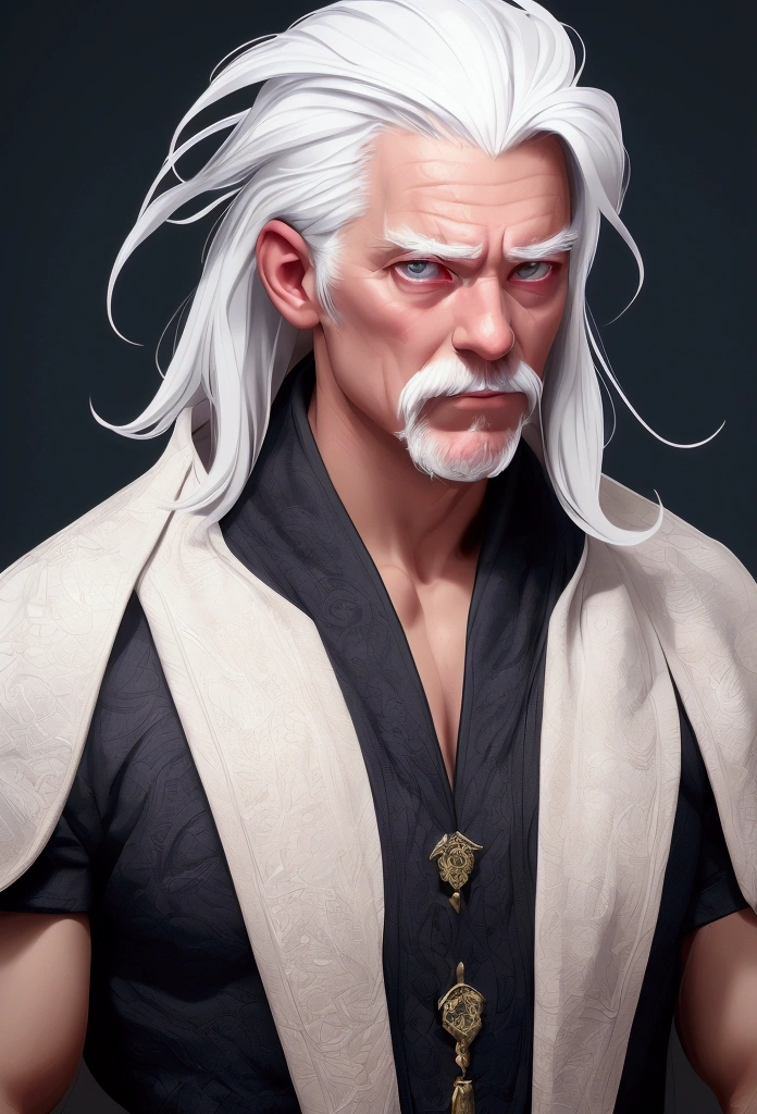 white haired old man, strong impression, Feeling of a master, man, Focus on face