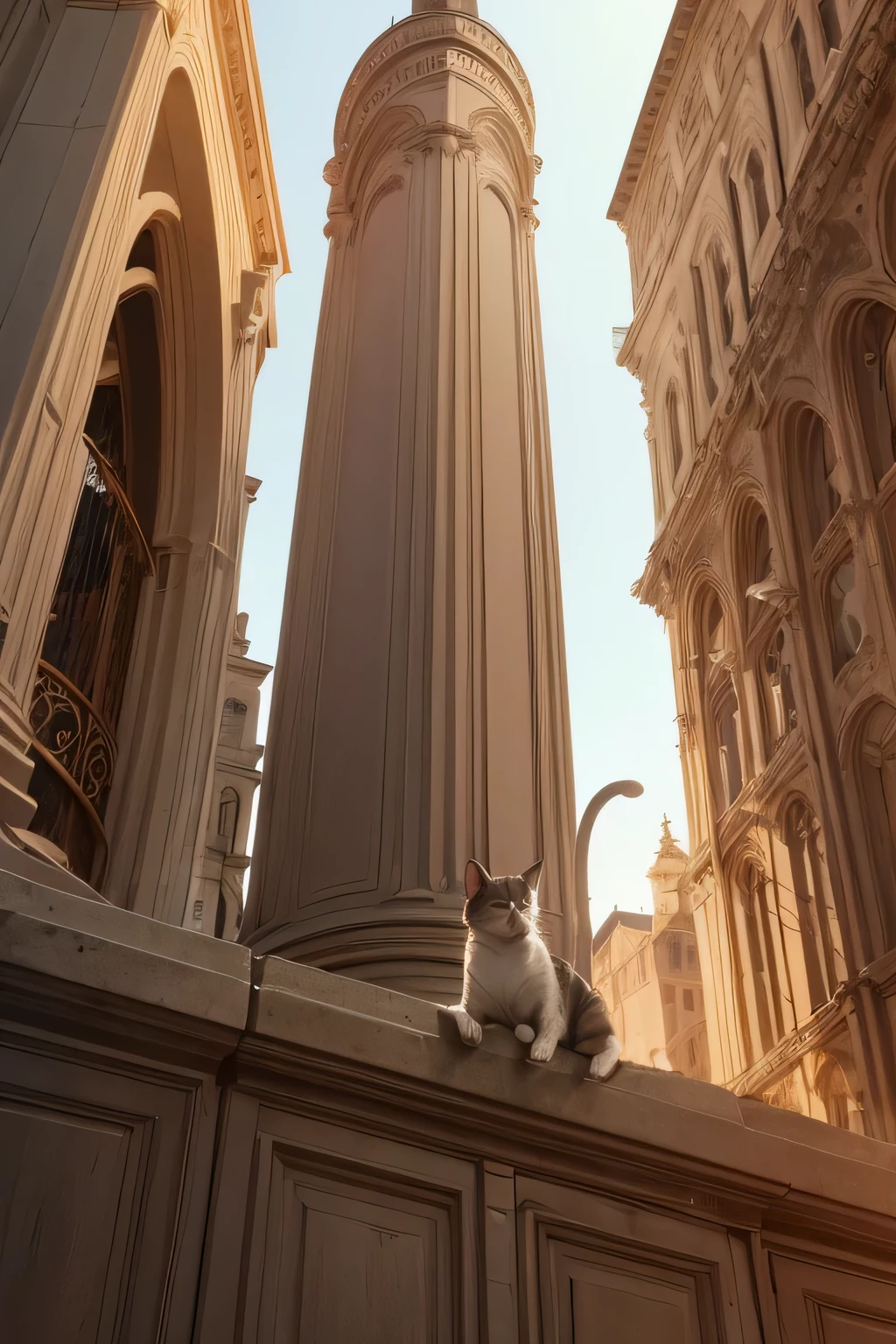 A cat calmly surveying from a high place.