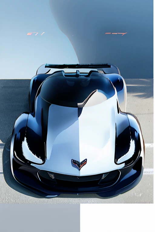Chevrolette corvette c7, blue glossy, with smile bumper.