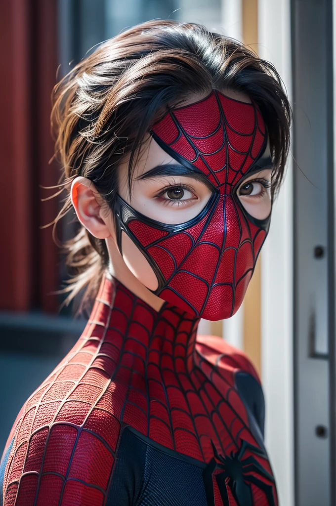 Spiderman Pictures, No mask, 20th Generation, good looking, Detailed face, looking at the camera, Portraiture, 8K Ultra HD, high quality