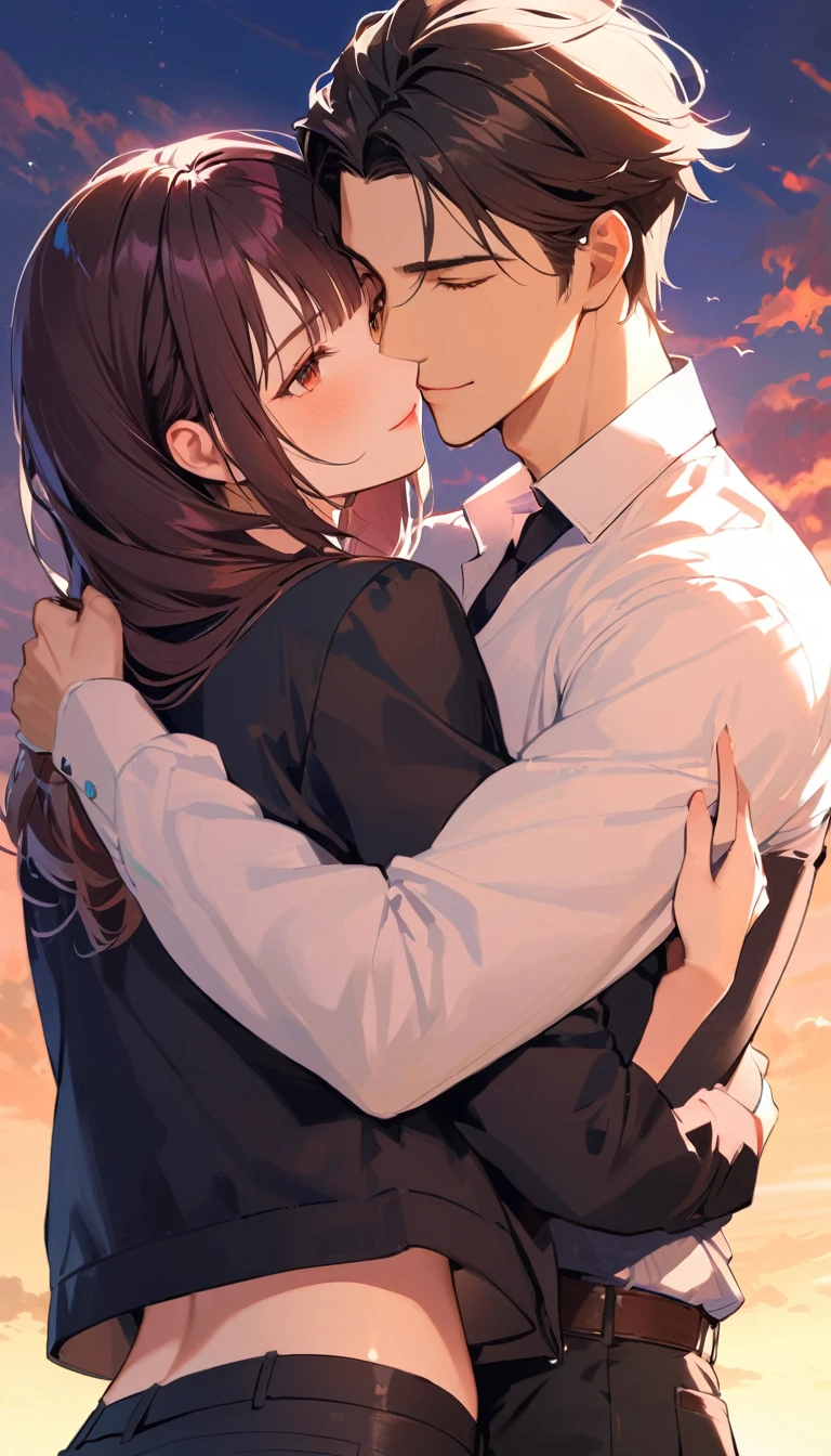 a woman hugging a handsome man lovely