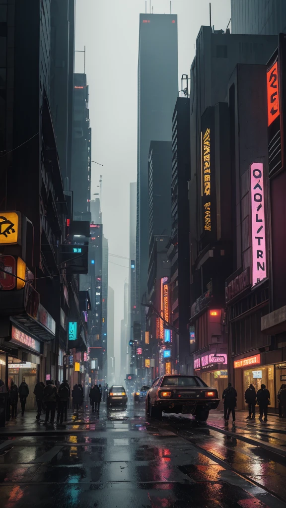 street of the city of los angeles that appears in the apocalyptic blade runner, rainy and cyberpunk, with a futuristic and technological architecture in its metal and glass buildings, all full of imagination,science fiction and (Intricate machine details.).photorealistic image,maximum sharpness, 8K quality.(Premium Masterpiece). 3D.