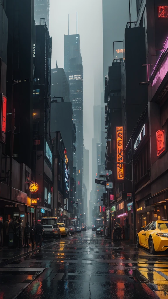 street of the city of los angeles that appears in the apocalyptic blade runner, rainy and cyberpunk, with a futuristic and technological architecture in its metal and glass buildings, all full of imagination,science fiction and (Intricate machine details.).photorealistic image,maximum sharpness, 8K quality.(Premium Masterpiece). 3D.