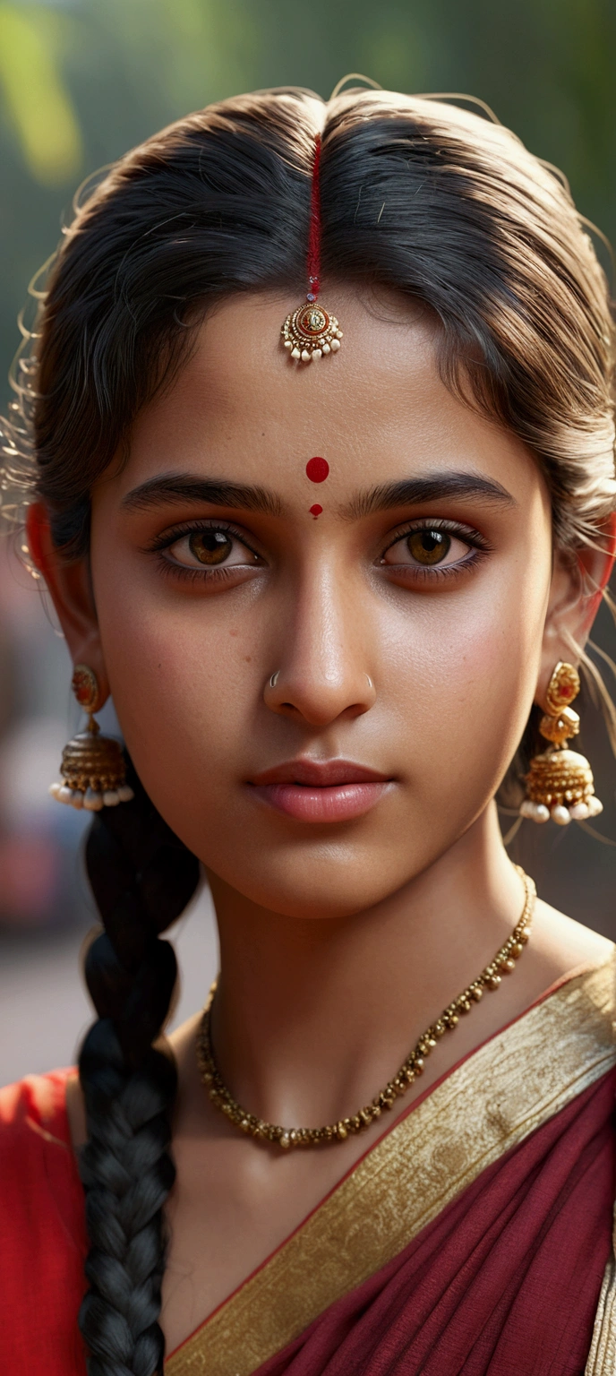young Indian girl, 26-year-old, red top, gentle lighting, intricate facial details, flawless complexion, top-notch 3D rendering, hyper-realistic, shot on Indian road. photorealistic digital art trending on Artstation 8k HD high definition detailed realistic, detailed, skin texture, hyper detailed, realistic skin texture, armature, best quality, ultra high res, (photorealistic:1.4),, high resolution, detailed, raw photo, 400 camera f1.6 lens rich colors hyper realistic lifelike texture dramatic lighting unrealengine trending on artstation cinestill 800