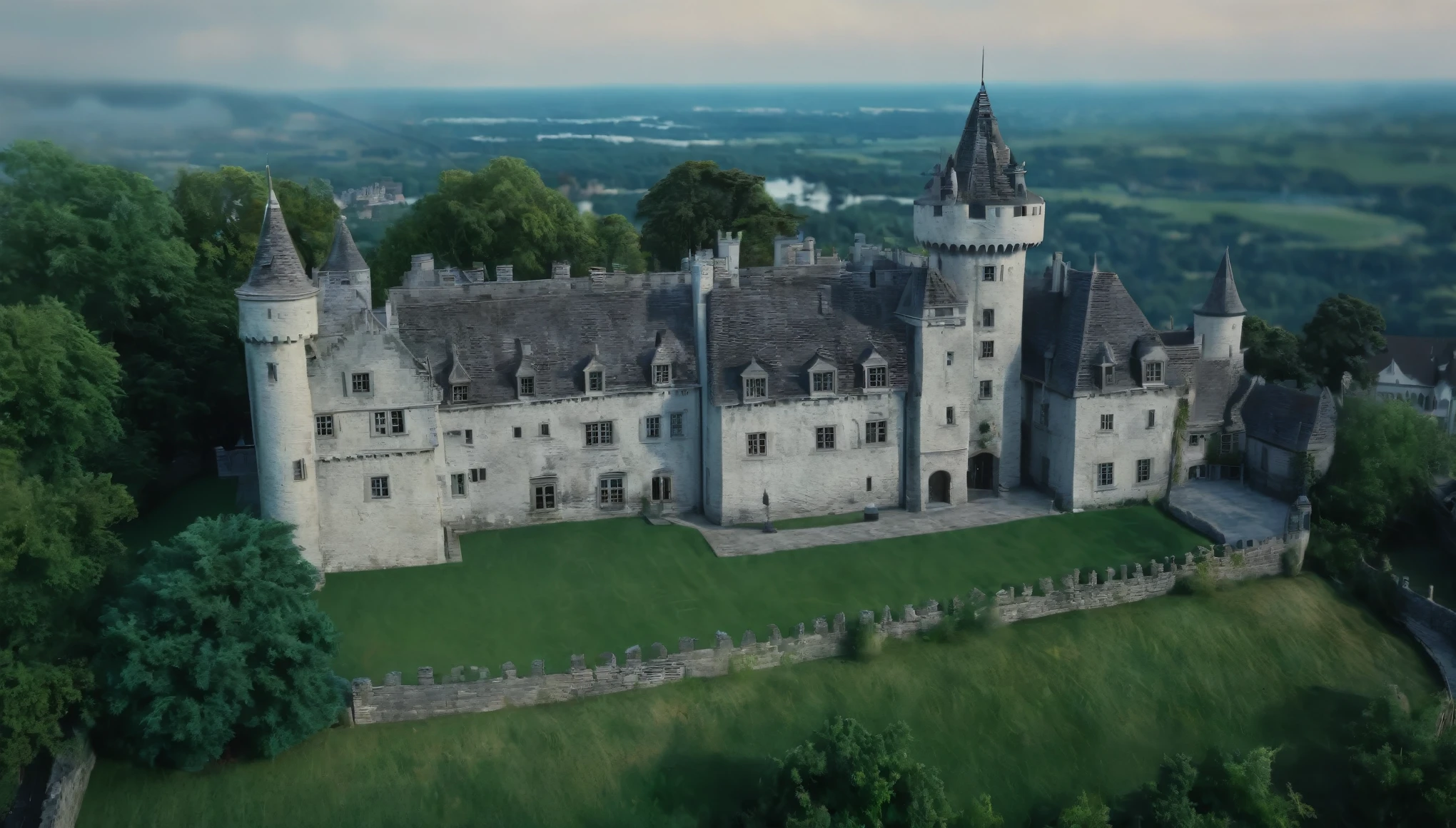 cinematic photo cinematic photo Hyperrealistic art overall view of the castle manor house and town castle outdoor . Extremely high-resolution details, photographic, realism pushed to extreme, fine texture, incredibly lifelike, cinematic photorealistic, 8k uhd natural lighting, raw, rich, intricate details, key visual, atmospheric lighting, 35mm photograph, film, bokeh, professional, 4k, highly detailed . 35mm photograph, film, bokeh, professional, 4k, highly detailed . 35mm photograph, film, bokeh, professional, 4k, highly detailed