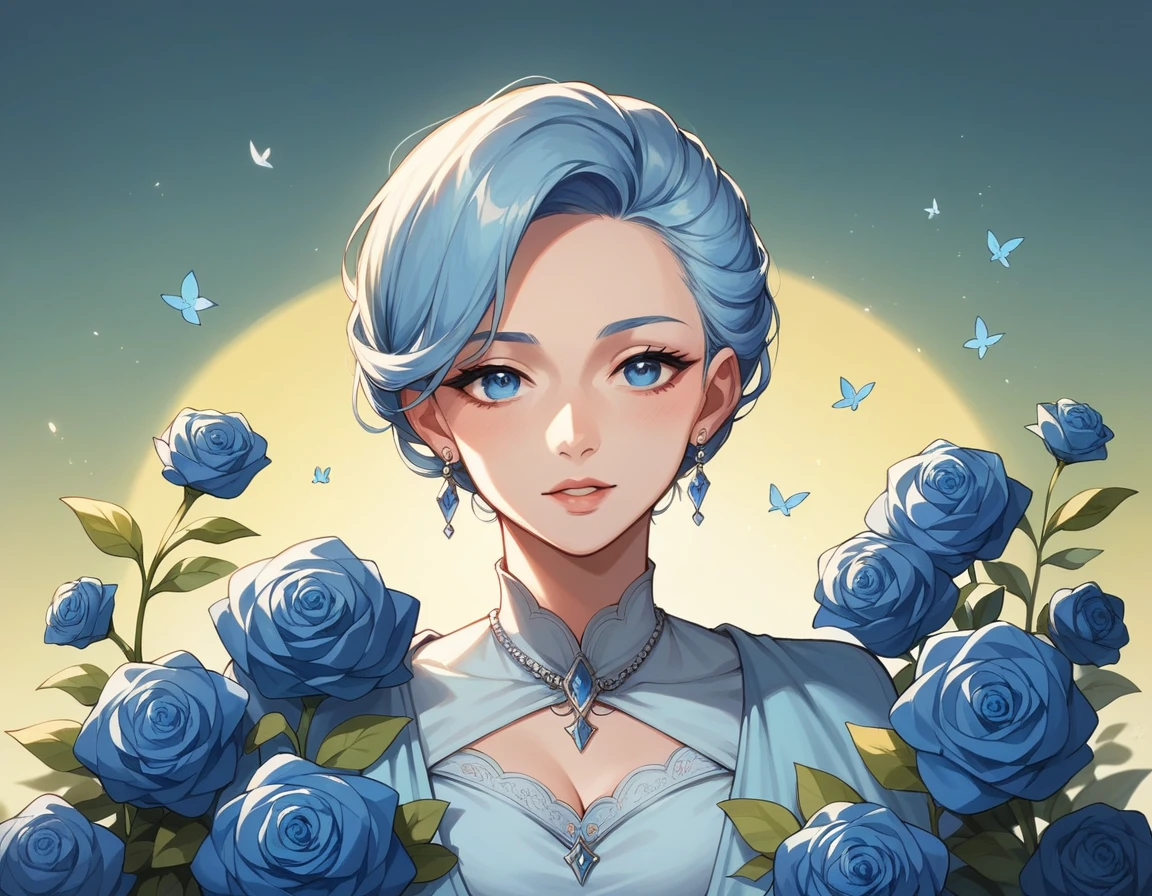 A 4 by 4 size close up photo of a beautiful 25 year old woman,
Bridesmaid, blue dress, skyblue hair,blue eyes, blue flowers in bouquets
Blue Wedding hall garden background
All blue