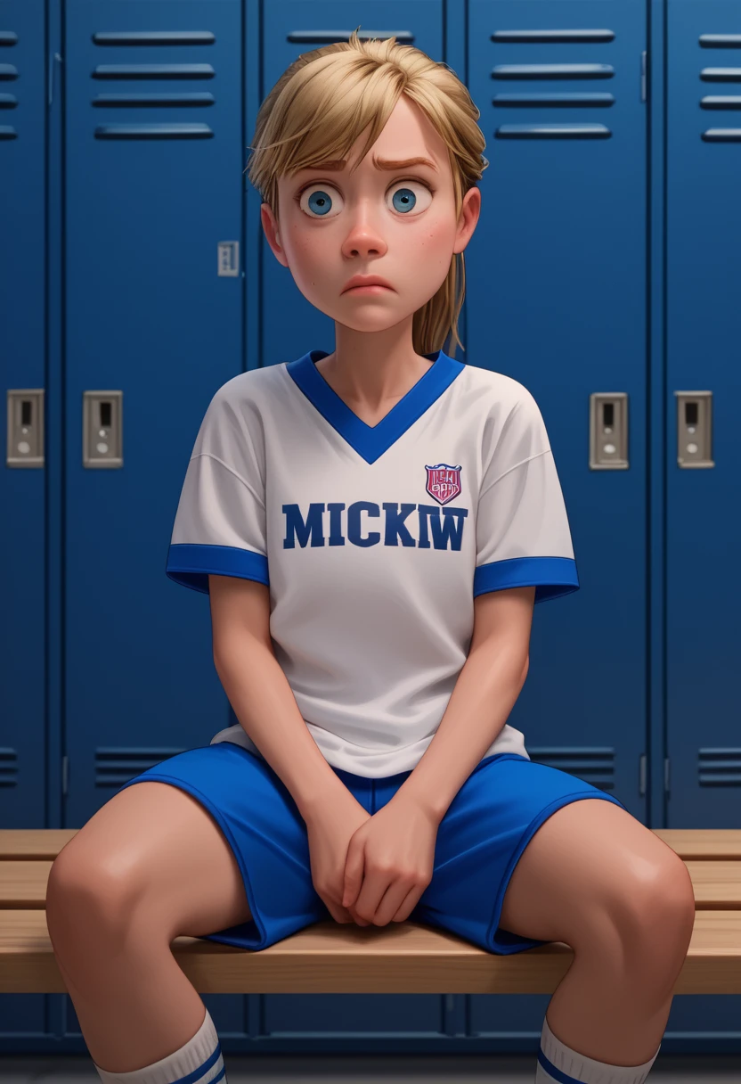 score_9, score_8_up, score_7_up, score_6_up, score_5_up, score_4_up, ri_ley2, 1 girl, ponytail, blond hair, sitting on a bench, locker room, skinny, hockey uniform, confused, portrait