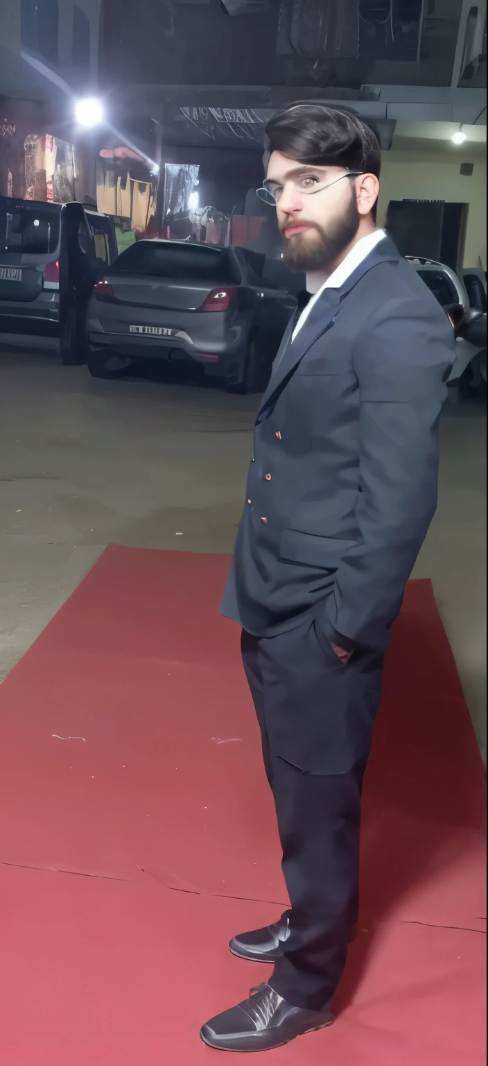 Make him with full beard growth and improve the background
