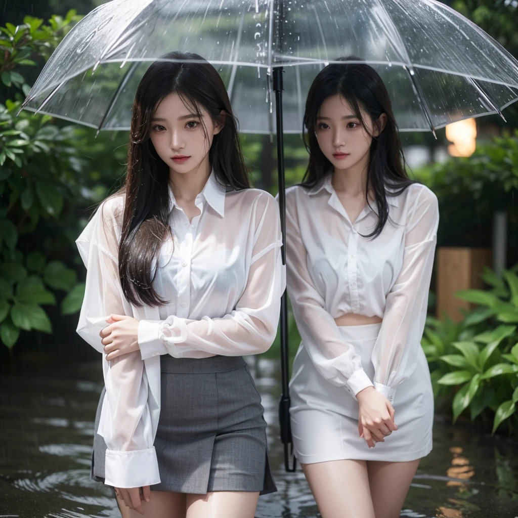 Hair getting wet in the rain、Transparent shirt、Beautiful woman getting wet in the rain、typhoon、Get wet without an umbrella、Beautiful woman in the rain、雨で濡れたBeautyOL、Detailed face、Realistic、beautiful girl、Beauty、Office Lady Uniform、beauty、Beautiful woman、Narrow waist、Handsome woman、suit、Sexy pose、Tight skirt、雨で濡れたsuit、Wet shirt、See-through shirt、Shot in heavy rain、See-through underwear