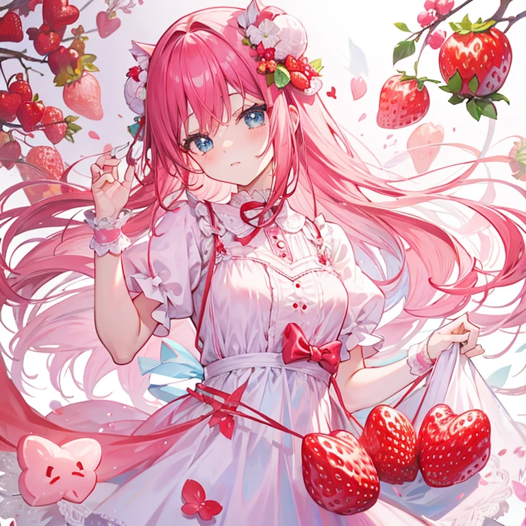 Strawberry milk colored world、Candy&#39;s House、A girl is smiling happily、Colorful sweets、A fairytale atmosphere