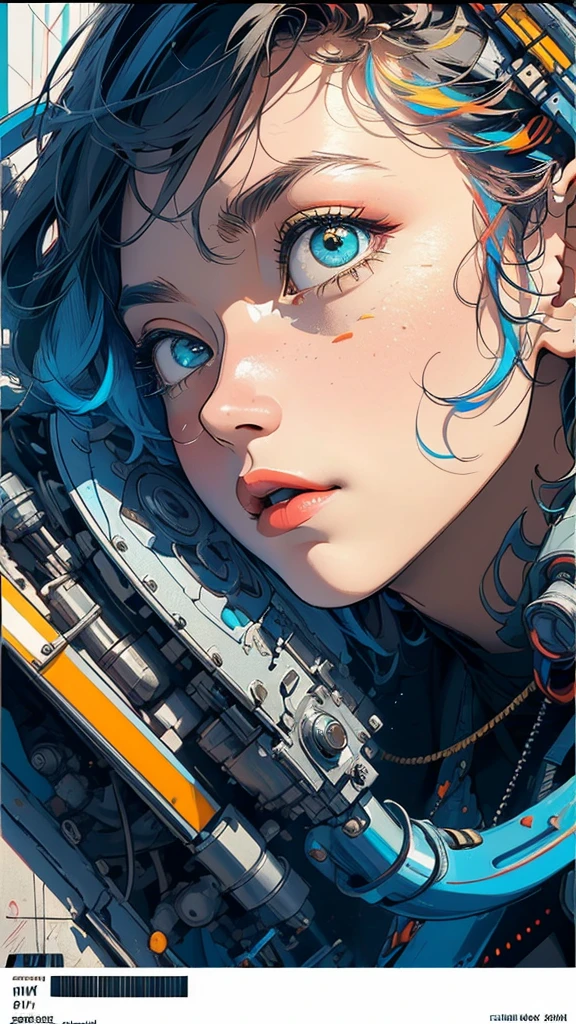 (((masterpiece, highest quality))),(((solo:1.2))),(((1girl:1.2))),32k wallpaper, very detailed, poster, vintage science fiction,(((((geometric cinematic movie poster))))), ((bauhaus)),(shape),(((abstract))),(mid century modern),movie poster,(((((portfolio))))),(((((Close-up))))),(((((bust up))))),((((more various angle)))),((((highlight)))),Vast landscape,((((heterochromia)))),(((complete. detailed face))),((((Extremely talented)))),(((((most complecated futristic machine))))),(Colorful color scheme),reflect mechanic
