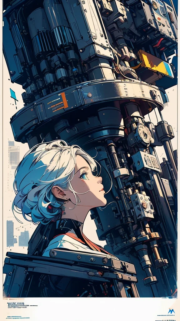 (((masterpiece, highest quality))),(((solo:1.2))),(((1girl:1.2))),32k wallpaper, very detailed, poster, vintage science fiction,(((((geometric cinematic movie poster))))), ((bauhaus)),(shape),(((abstract))),(mid century modern),movie poster,(((((portfolio))))),(((((Close-up))))),(((((bust up))))),((((more various angle)))),((((highlight)))),Vast landscape,((((heterochromia)))),(((complete. detailed face))),((((Extremely talented)))),(((((most complecated futristic machine))))),(Colorful color scheme),reflect mechanic