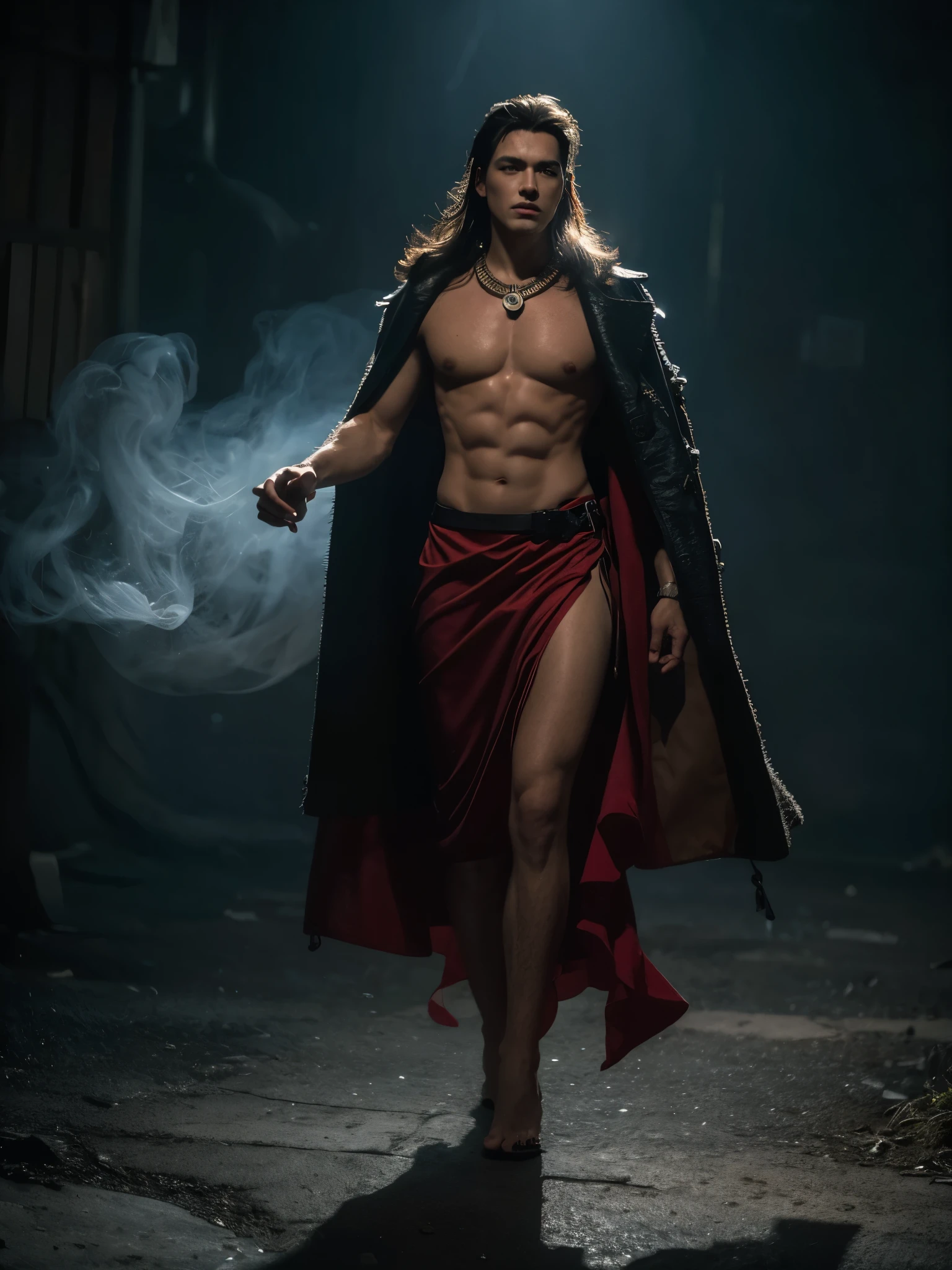 ((full body)) Victorian Hungarian reddish man man of the 19th century, Hazel eyes, Red lips, Nice features, perfect face, perfect eyes, closed mouth, Wadim Kashin, James gurney, ink, Splash Art, Amazing muscled beauty, Royo, after sexing, Super detailed splash art modern European ink painting, masterpiece, ultra HD, film grain, dramatic ambiance, extremely detailed, 8K, proportionated body, [The character is surrounded by mist, evoking a mysterious and eerie atmosphere. The lighting is dark and atmospheric, with a red smoke adding a touch of sinister ambiance. best quality image, with a resolution of 8k and HDR enhancement, showcasing the utmost level of detail and realism, sfw, full body shot]. [Best Quality, Masterpiece, Ultra High Resolution, (highly detailed CG unity 8k wallpaper), (best photo), (best shadows), isometric 3D, octane rendering, ray tracing, highly detailed, (Best quality, 8k, high resolution, masterpiece:1.2), absurdity, masterpiece, ultra detailed, (realistic, photorealistic, photorealistic:1.37), complex parts, HDR, (complex parts:1.12), (hyper detailed, hyper realistic, Soft lighting, spicy:1.2), (complex parts, Hyper detailed:1.15). Blurred foreground. (backlit), high quality, brightness, chromatic aberration, 8k uhd, some smoke, shadows, contrast, clear sky, (warm hue, warm tone), high details, natural reflections]. Insane details, natural skin pores, skin imperfections, cellulite, real skin pores, real skin, stretch marks, moles on skin, photorealistic, (YES SFW:1.5), sfw, sfw, full body, bare feet, long hair, realistic hands.