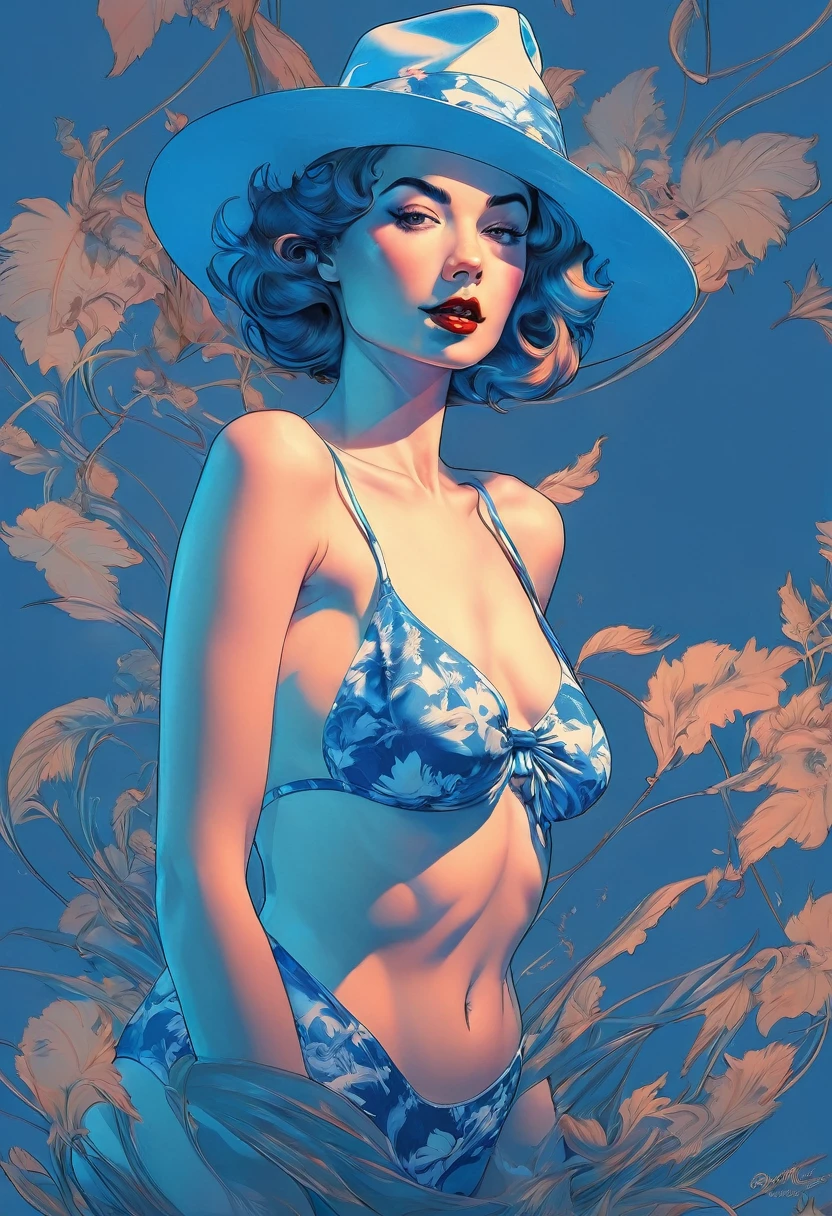 (Masterpiece) Insanely gorgeous and art-deco pin-up lady, hyperdetailed, in the style of Ted Withers and Alberto Vargas