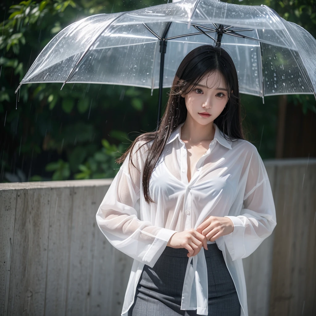mini skirt、Hair getting wet in the rain、Transparent shirt、Beautiful woman getting wet in the rain、typhoon、Get wet without an umbrella、Beautiful woman in the rain、雨で濡れたBeautyOL、Detailed face、Realistic、beautiful girl、Beauty、Office Lady Uniform、beauty、Beautiful woman、Narrow waist、Handsome woman、Tight pants look、suit、Sexy pose、タイトなsuitパンツ、雨で濡れたsuit、濡れたNaked shirt、See-through shirt、Shot in heavy rain、Naked shirt