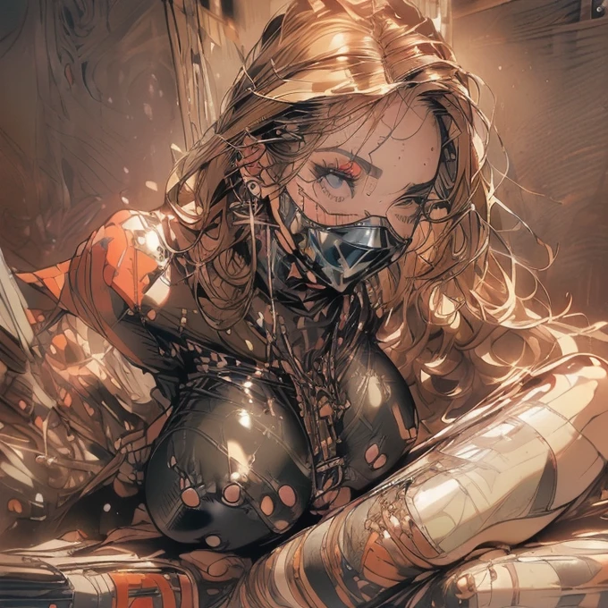 (((Full body latex bondage suit))),(((masterpiece, Highest quality))),(((alone:1.2))),(((girl:1.2))),32K Wallpapers, Very detailed,(((((portfolio))))),(((((Expose the pubic area))))),(((((Breast augmentation))))),((((More angles)))),(((highlight))),(((completion. Detailed face))),((((Very talented)))),(((((The most complex machine))))),(((Genius Mechanic))),((Overall colorful)),(((((Huge breasts,Browsing Caution,((BDSM)),((Ripped latex bondage)),Pointed nipples,Beautiful breasts,A woman experiencing orgasm,My genitals are wet,grab penis with hand,Sweat coming out of penis,Realistic Face,Beautiful depiction,