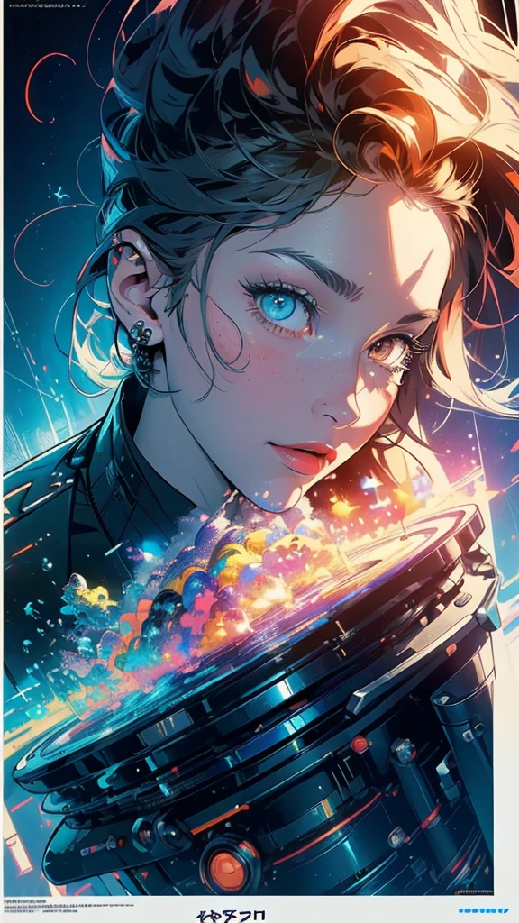 (((masterpiece, highest quality))),(((solo:1.2))),(((1girl:1.2))),32k wallpaper, very detailed, poster, vintage science fiction,(((((geometric cinematic movie poster))))), ((bauhaus)),(shape),(((abstract))),(mid century modern),movie poster,(((((portfolio))))),(((((Close-up))))),(((((bust up))))),((((more various angle)))),((((highlight)))),Vast landscape,((((heterochromia)))),(((complete. detailed face))),((((Extremely talented)))),(((((most complecated futristic machine))))),(Colorful color scheme),reflect mechanic