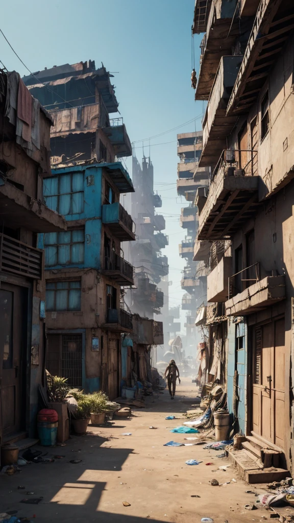 DA futuristic slum street with alian and human living side by side, POV look, photorealistic, cinematic, dynMic, photoreal, positive vive,day time, bright light