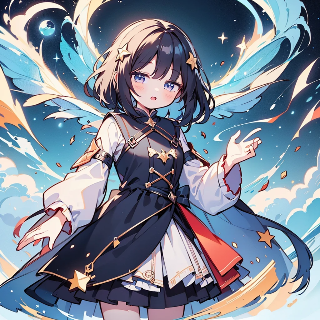 1girl,(((Highest quality、Masterpiece、Official Art、The best dynamic composition、Super detailed)))、Anime Style、Star Fairy、Unique and original hairstyle、cute、Creative outfitovie Posters、