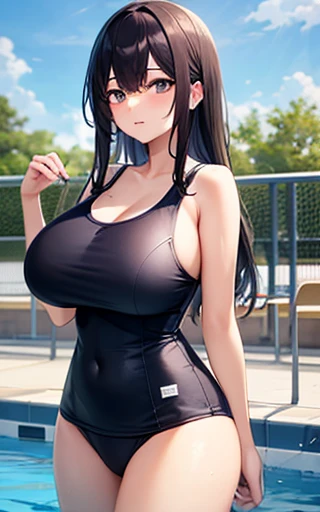 Erotic, long black hair, older sister, tall, big breasts, cute, hot spring, school swimsuit, school swimsuit, fingering the tip of a penis, naughty, fingering the tip of a man&#39;s essence