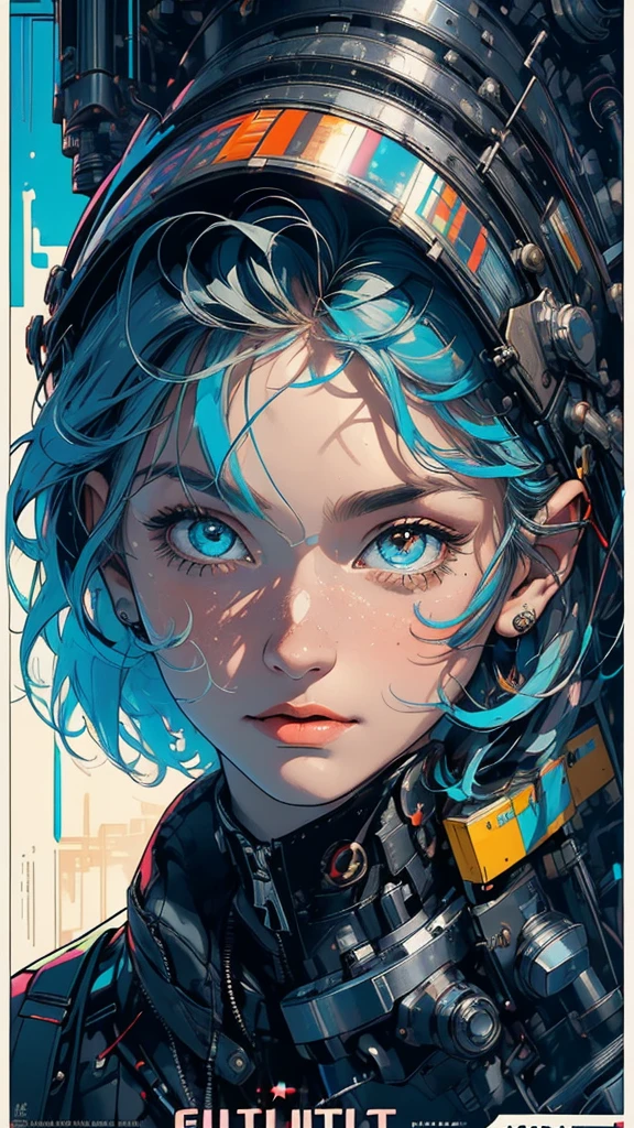 (((masterpiece, highest quality))),(((solo:1.2))),(((1girl:1.2))),32k wallpaper, very detailed, poster, vintage science fiction,(((((geometric cinematic movie poster))))), ((bauhaus)),(shape),(((abstract))),(mid century modern),movie poster,(((((portfolio))))),(((((Close-up))))),(((((bust up))))),((((more various angle)))),((((highlight)))),Vast landscape,((((heterochromia)))),(((complete. detailed face))),((((Extremely talented)))),(((((most complecated futristic machine))))),(Colorful color scheme),reflect mechanic