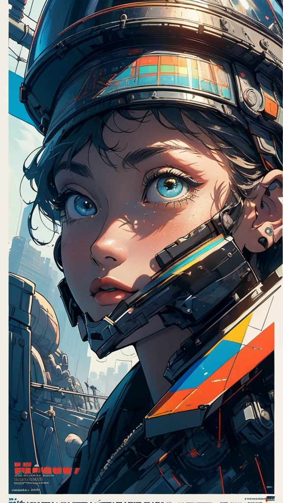 (((masterpiece, highest quality))),(((solo:1.2))),(((1girl:1.2))),32k wallpaper, very detailed, poster, vintage science fiction,(((((geometric cinematic movie poster))))), ((bauhaus)),(shape),(((abstract))),(mid century modern),movie poster,(((((portfolio))))),(((((Close-up))))),(((((bust up))))),((((more various angle)))),((((highlight)))),Vast landscape,((((heterochromia)))),(((complete. detailed face))),((((Extremely talented)))),(((((most complecated futristic machine))))),(Colorful color scheme),reflect mechanic