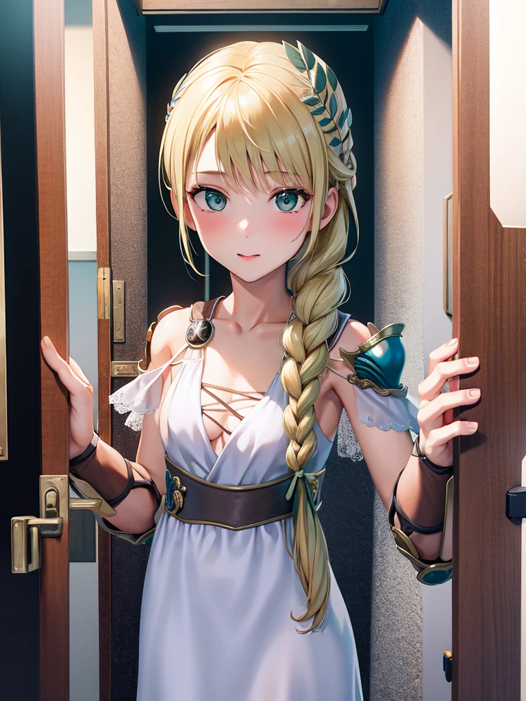 (White background,1girl:1.4),masterpiece,best quality,18yo, beautiful girl,BREAK,(剣,盾,Armor:1.5),(Beautiful blonde,braid,Green Eyes:1.5),BREAK,(White Dress:1.3),(move chart:1.3),