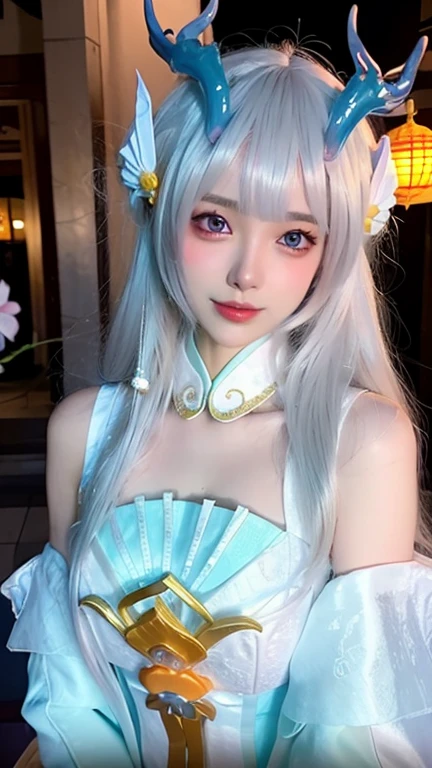 (ulzzang-6500-v1.1:0.8),(raw photo:1.2),((photorealistic:1.4)),(upper body),best quality ,masterpiece, an extremely delicate and beautiful, extremely detailed ,CG ,unity ,8k wallpaper, Amazing, finely detail, masterpiece,best quality,official art,extremely detailed CG unity 8k wallpaper,absurdres, incredibly absurdres, huge filesize, ultra-detailed, highres, extremely detailed,beautiful detailed girl, extremely detailed eyes and face, beautiful detailed eyes,light on face,cinematic lighting,1girl,looking at viewer,east asian architecture,(blurry background:1.2),cherry blossoms, lantern light, depth of field,