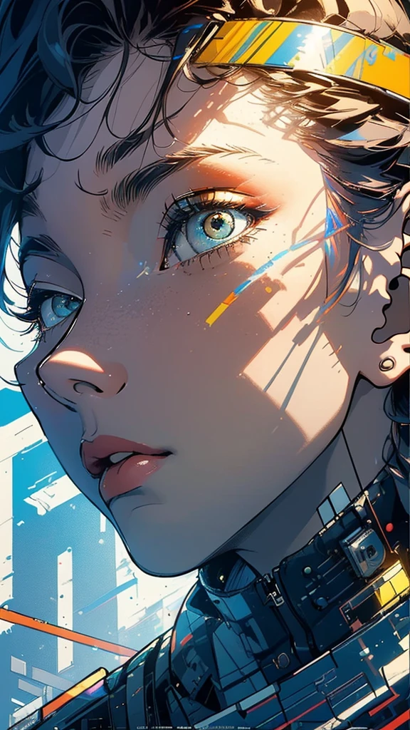 (((masterpiece, highest quality))),(((solo:1.2))),(((1girl:1.2))),32k wallpaper, very detailed, poster, vintage science fiction,(((((geometric cinematic movie poster))))), ((bauhaus)),(shape),(((abstract))),(mid century modern),movie poster,(((((portfolio))))),(((((Close-up))))),(((((bust up))))),((((more various angle)))),((((highlight)))),Vast landscape,((((heterochromia)))),(((complete. detailed face))),((((Extremely talented)))),(((((most complecated futristic machine))))),(Colorful color scheme),(((genius mechanic lady)))