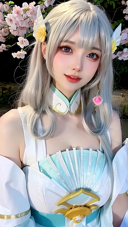 (ulzzang-6500-v1.1:0.8),(raw photo:1.2),((photorealistic:1.4)),(upper body),best quality ,masterpiece, an extremely delicate and beautiful, extremely detailed ,CG ,unity ,8k wallpaper, Amazing, finely detail, masterpiece,best quality,official art,extremely detailed CG unity 8k wallpaper,absurdres, incredibly absurdres, huge filesize, ultra-detailed, highres, extremely detailed,beautiful detailed girl, extremely detailed eyes and face, beautiful detailed eyes,light on face,cinematic lighting,1girl,looking at viewer,east asian architecture,(blurry background:1.2),cherry blossoms, lantern light, depth of field,