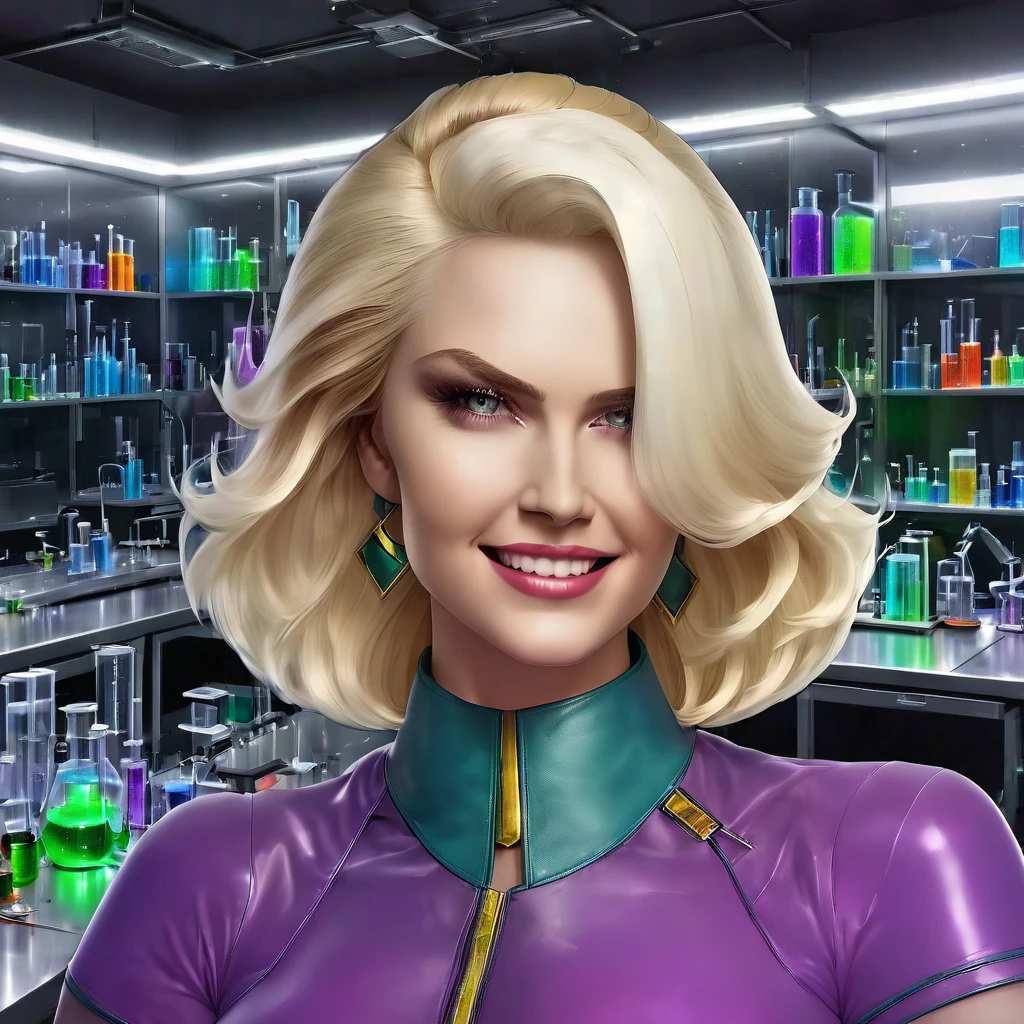 (masterpiece, best quality:1.2), 1girl, solo, laboratory doctorblight evil grin