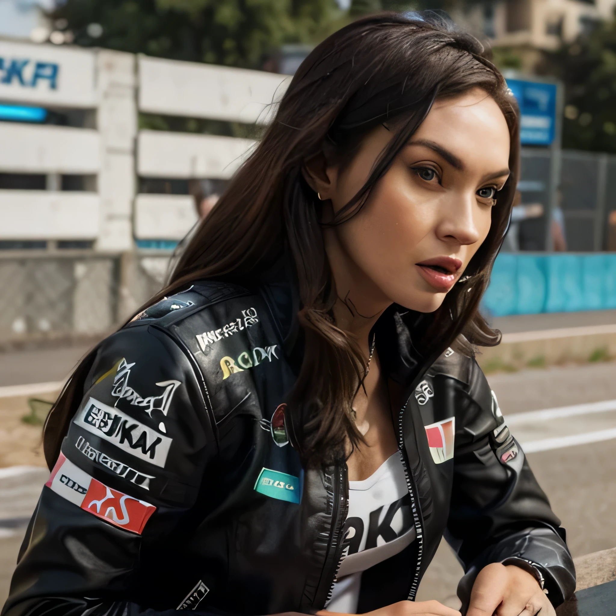 Megan Fox jacket in logo moto GP face hight kvalit 