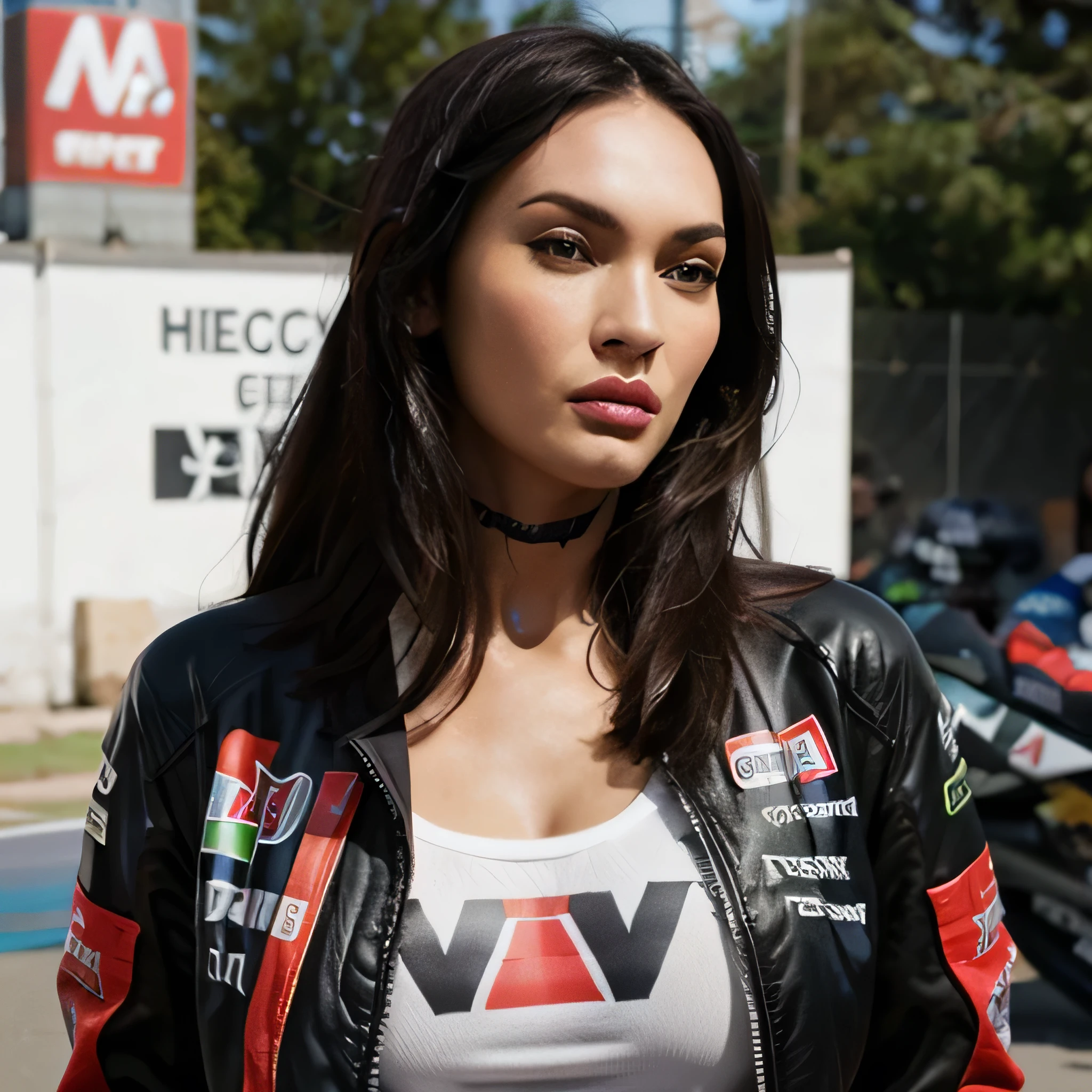 Megan Fox jacket in logo moto GP face hight kvalit